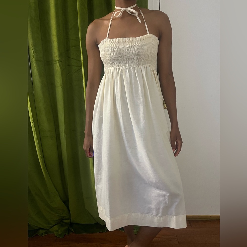 Vintage Cream smocked midi dress - Picture 7 of 8